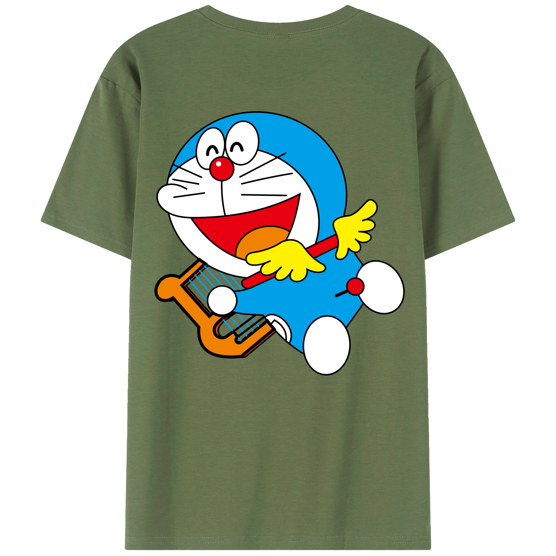 （画像用） ドラえもん Doraemon 綿100％ メンズ半袖Tシャツ（バックプリント） 通気性